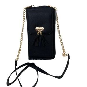 Brand New Alyssa Crossbody Purse Bag Black Gold Chain